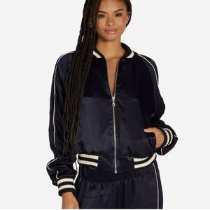 MICHAEL LAUREN- ATREAU NAVY SATIN BOMBER- SIZE M- GREAT CONDITION